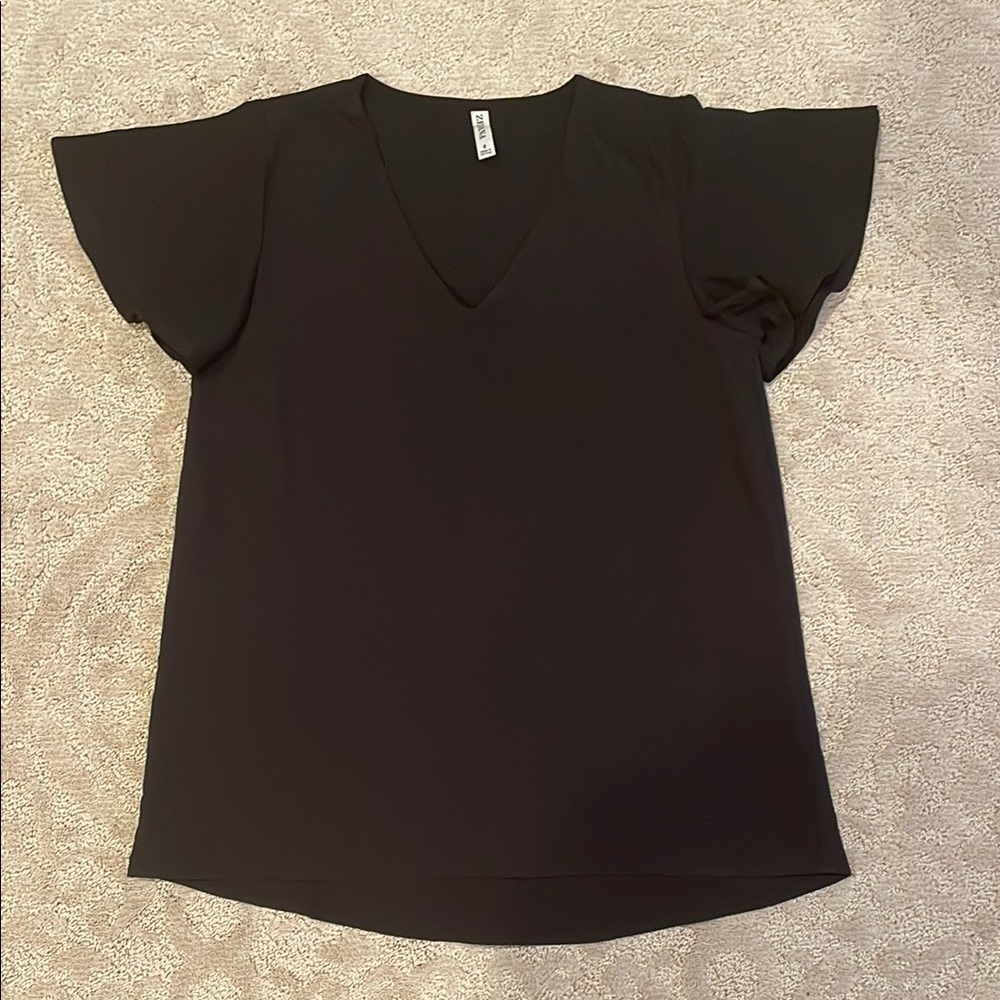 Zenana S Women's Black V-Neck Top